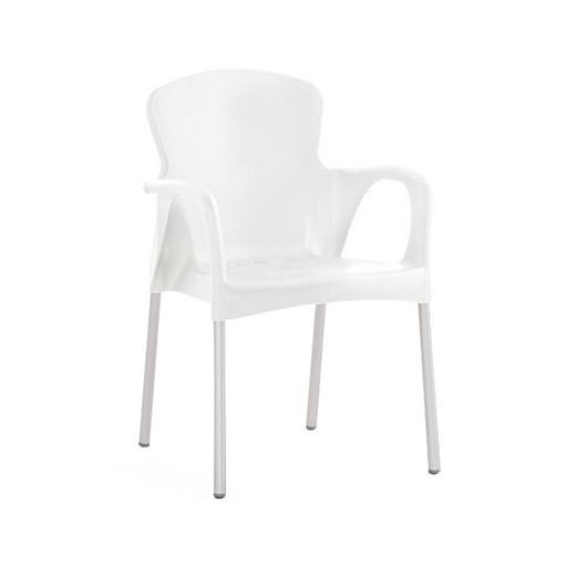 Πολυθρόνα εξωτερικού χώρου Sena σε λευκό πλαστικό και αλουμίνιο, 55x52x85 cm