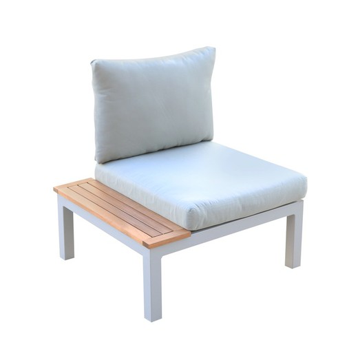 Fotel ogrodowy aluminiowy 78,2x76,6x73 cm szary z wbudowanym stołem i poduszkami