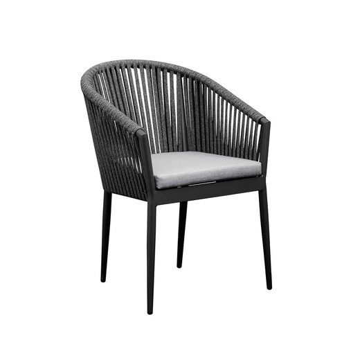 Fotel ogrodowy z aluminium i liny w kolorze antracytu, 57 x 59 x 81 cm | Ukiaka