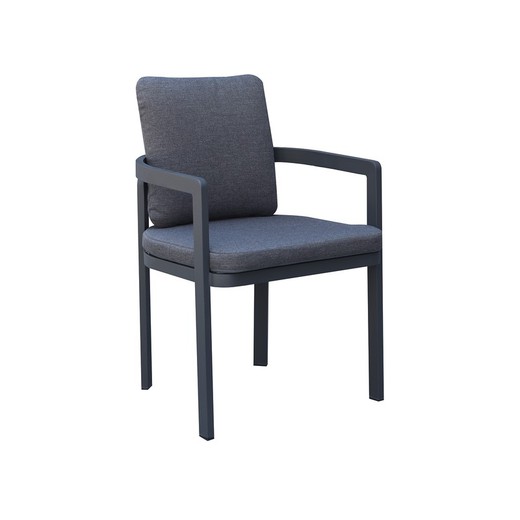Aluminum and anthracite fabric garden armchair, 56 x 57 x 80 cm | Babylon