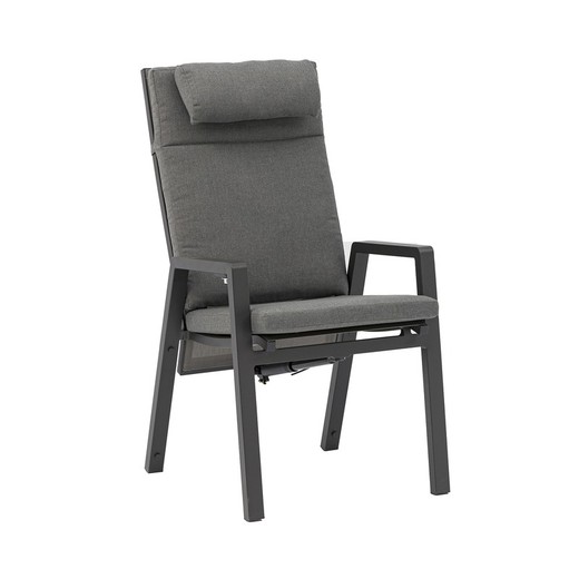 Fotel ogrodowy z aluminium i tkaniny w kolorze antracytu, 74 x 60 x 112 cm | Albury