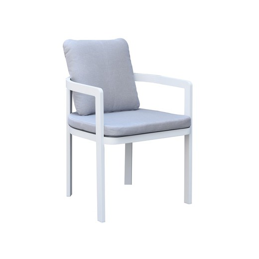 Fotel ogrodowy z aluminium i białej tkaniny, 56 x 57 x 80 cm | Babilon