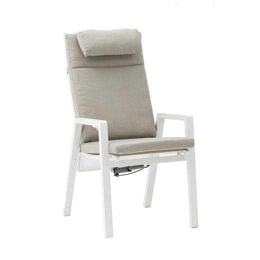 Fotel ogrodowy z aluminium i białej tkaniny, 74 x 60 x 112 cm | Albury