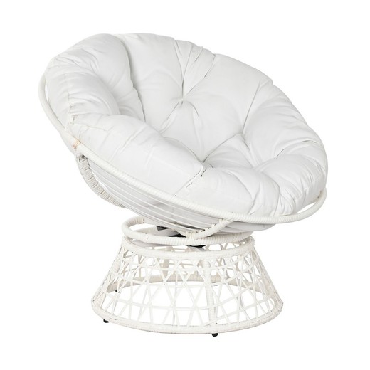 Garden armchair in synthetic rattan and metal in white, 95 x 86.5 x 90 cm | Sea Side