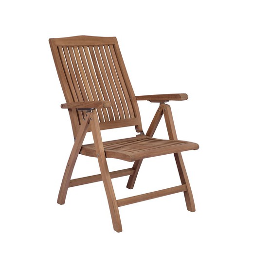 Teak wood reclining garden armchair in honey, 62 x 75 x 111 cm | Naga