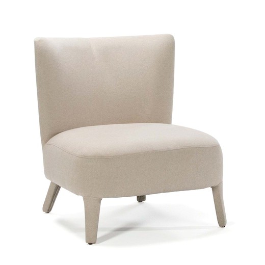 Fotel z drewna i beżowej tkaniny, 76x79x86 cm
