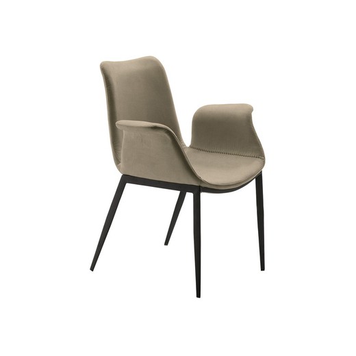 Metal and Sowa Beige Fabric Armchair, 67x62x86cm
