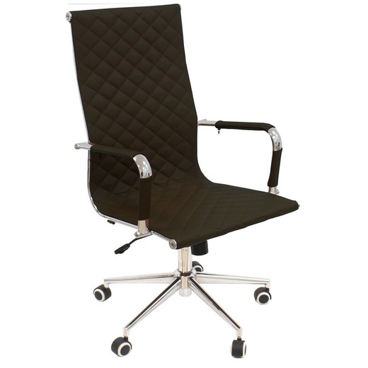 Fotel biurowy uchylny z białej imitacji skóry z chromowaną podstawą, 57 x 68 x 110/120 cm