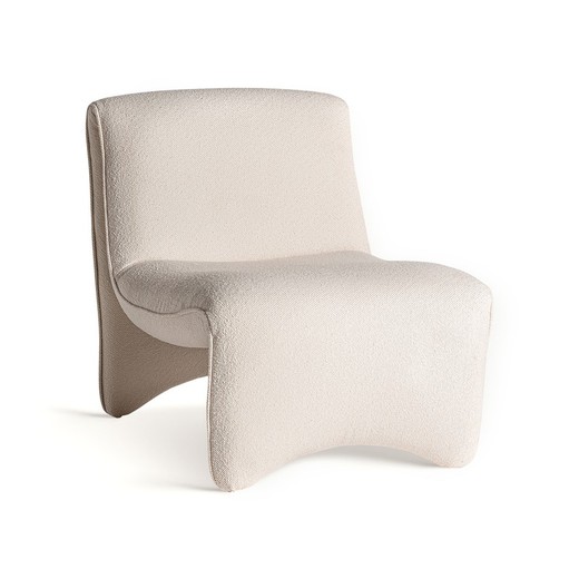 Polyester and pine armchair in white, 69 x 80 x 75 cm | Asberg