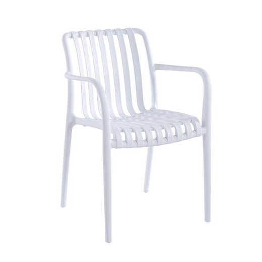 White polypropylene armchair, 55.5 x 57.5 x 81 cm | Ivone