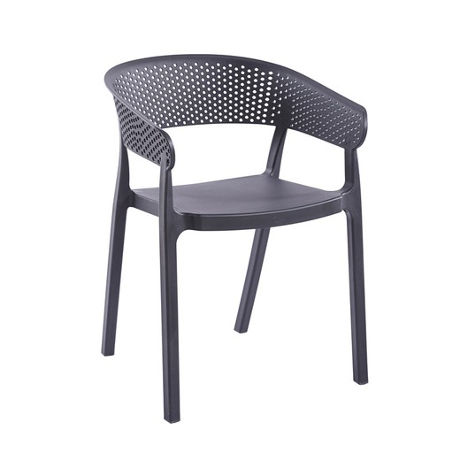 Szary fotel polipropylenowy, 54 x 50,5 x 73,5 cm | bari