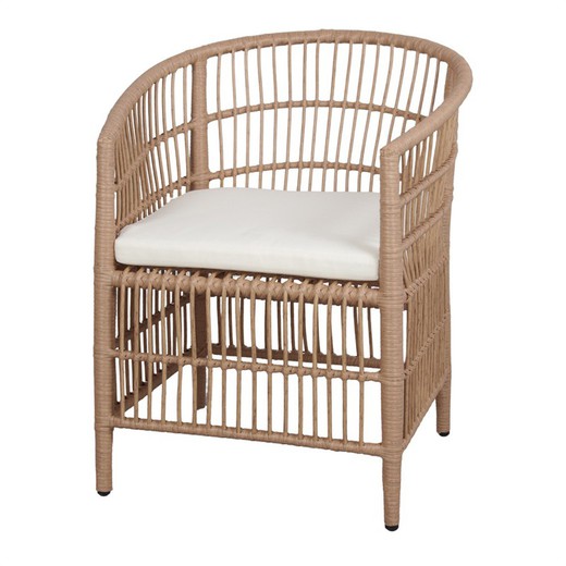 Synthetic rattan armchair in natural, 66 x 69 x 82 cm | Jeffry