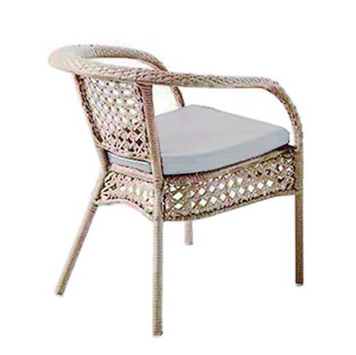 Rattan and metal armchair in natural, 67 x 65 x 77.5 cm | Manila