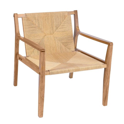 Catalina fauteuil van eiken en gevlochten papier, 64x71x72cm