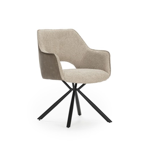 Fauteuil en tissu beige, 60 x 62 x 80,5 cm | Mariel