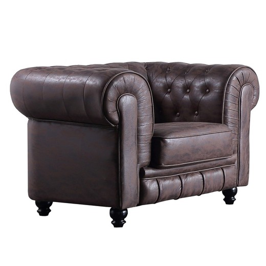 Bruine stoffen fauteuil, 115 x 84 x 75 cm | chesterfield