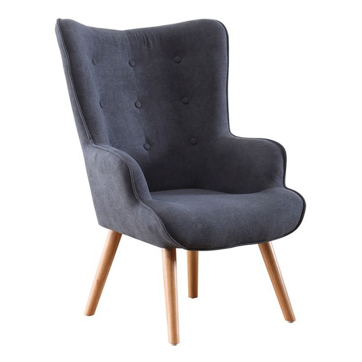 Szary/naturalny fotel z tkaniny i drewna, 71 x 75 x 95 cm | Voss