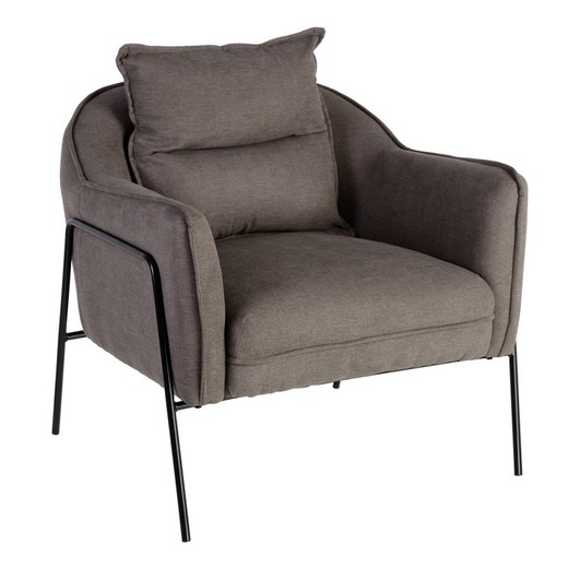 Fabric and metal armchair in gray and black, 76.5 x 70 x 74 cm