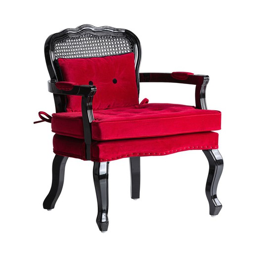 Laleu Sessel aus rotem Samt, 61 x 61 x 78 cm