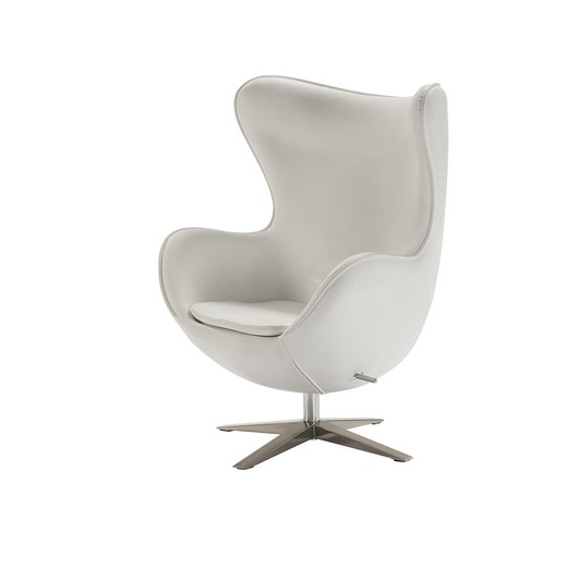Swivel Armchair in Eco-Leather and Metal Egg White, 82x80x112cm