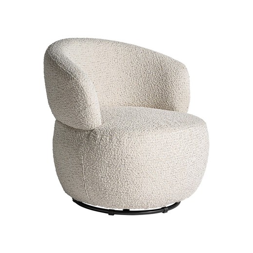 Swivel chair in white bouclé fabric, 73 x 71 x 72 cm | Vayres