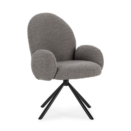 Swivel armchair in grey fabric, 62 x 60 x 90 cm | Dario