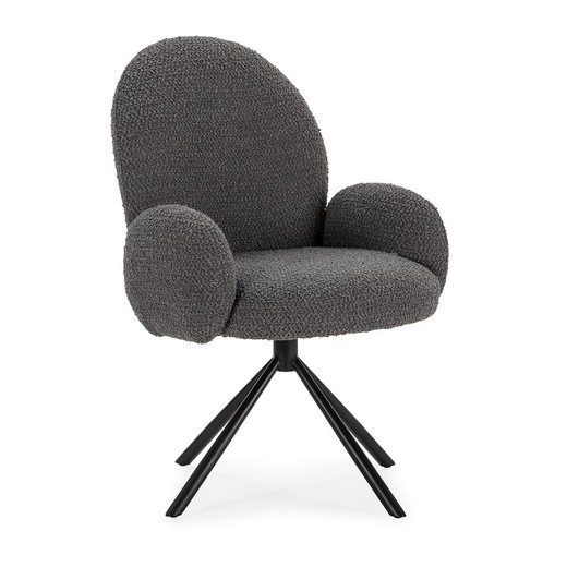 Swivel chair in dark grey fabric, 62 x 60 x 90 cm | Dario