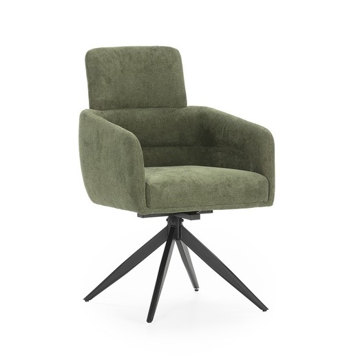 Sillón giratorio de tejido en verde, 57,5 x 63 x 92,5 cm | Aixa