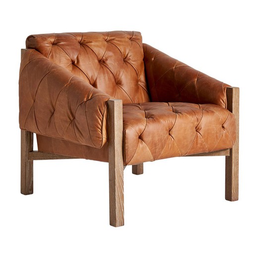 Glinsk berkenhouten fauteuil in bruin, 82 x 80 x 76 cm