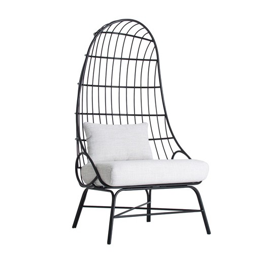 IJzeren fauteuil in zwart, 80 x 80 x 153 cm | Llerena