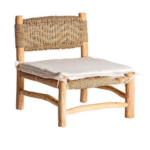 Fotel MANHULA z naturalnego/beżowego drewna tekowego, 67x72x75 cm.