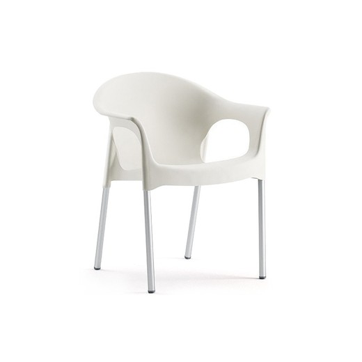 Nilo fauteuil in wit aluminium, 60x53x73cm