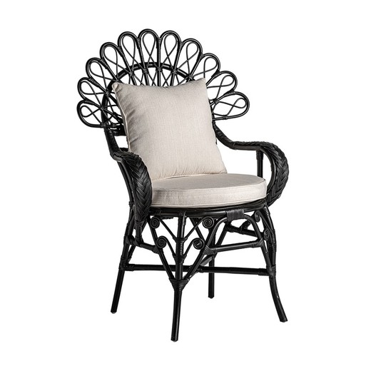 Nulvi rotan fauteuil in zwart, 75 x 60 x 113 cm