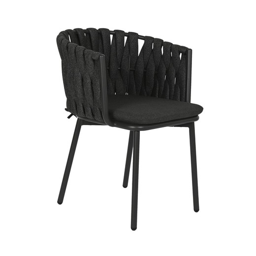 Fotel ogrodowy z aluminium i ciemnoszarej tkaniny, 57 x 56 x 72 cm | Strona morska