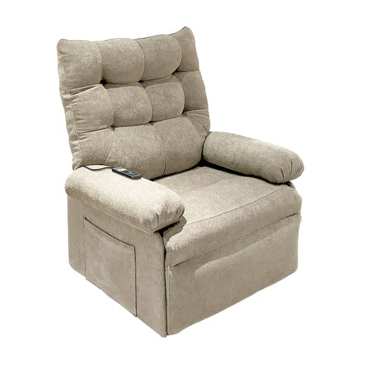 Fauteuil met stoffen lift in zandbeige, 90 x 98 x 102 cm | Belangrijk