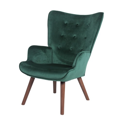 Smaragdgroene fluwelen Telma fauteuil, 66x74x93 cm