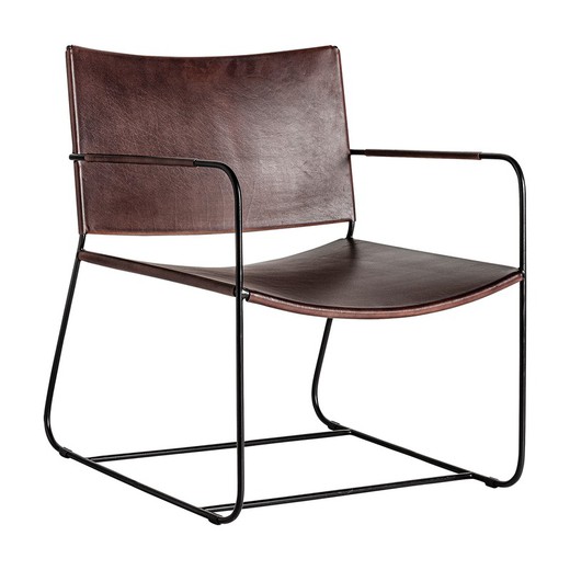 Zell ijzeren fauteuil in bruin, 62 x 68 x 73 cm