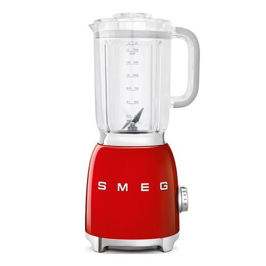 SMEG-rode glazen blender, 19,7x16,3x39,7 cm