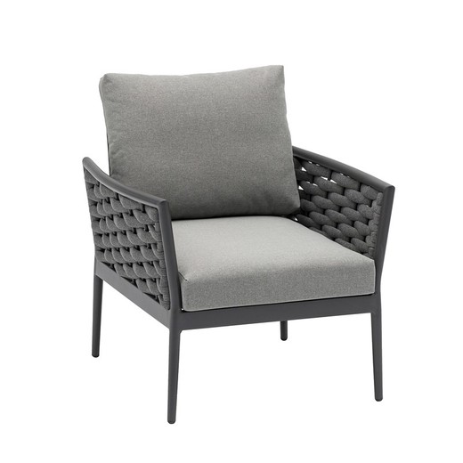 1-Sitzer-Sofa aus Aluminium und Seil in Anthrazit und Mittelgrau, 71 x 80 x 83 cm | Walga