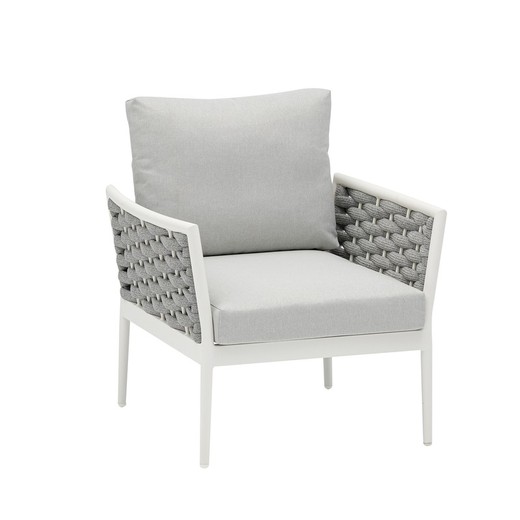 1-Sitzer-Sofa aus Aluminium und Seil in Weiß und Grau, 71 x 80 x 83 cm | Walga