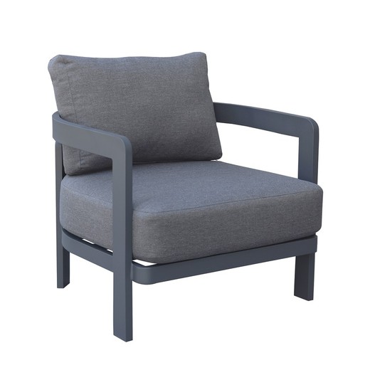 1-Sitzer-Sofa aus Aluminium und anthrazitfarbenem Stoff, 75 x 77,5 x 82 cm | Babylon