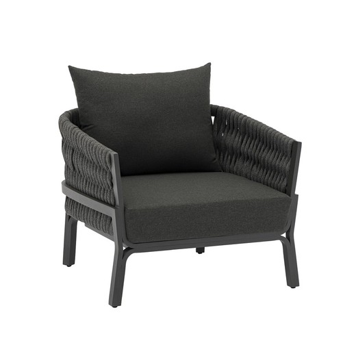 Sofa 1-osobowa z tkaniny aluminiowej i antracytowej, 82 x 80 x 85 cm | Więcej