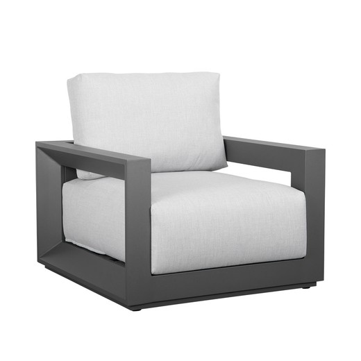Μονοθέσιος καναπές από αλουμίνιο και ύφασμα σε ανθρακί και μεσαίο γκρι, 90 x 93 x 85,5 cm | Ονυχας