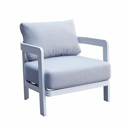 1-seater aluminum and white fabric sofa, 75 x 77.5 x 82 cm | Babylon