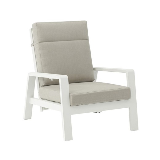1-personers sofa i aluminium og hvid stof, 82 x 99,5 x 97,5 cm | Albury