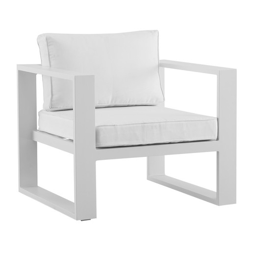 1-seater aluminum and white fabric sofa, 85 x 80 x 83 cm | Nyland