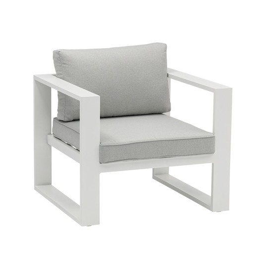 Divano a 1 posto in alluminio e tessuto nei colori bianco e grigio chiaro, 85 x 80 x 83 cm | Nyland