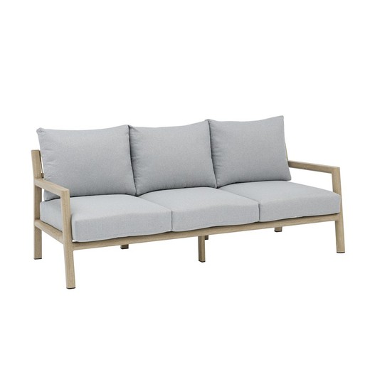 3-sits soffa i aluminium och olefinrep i natur, 200 x 88,5 x 89 cm | harmoni