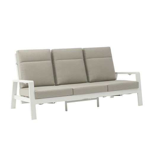 Sofá 3 plazas de exterior de aluminio y tejido en blanco, 214 x 99,5 x 97,5 cm | Albury