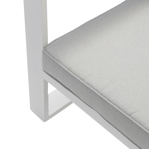 3-seater Aluminum And Fabric Sofa In White And Light Gray, 210 X 80 X 